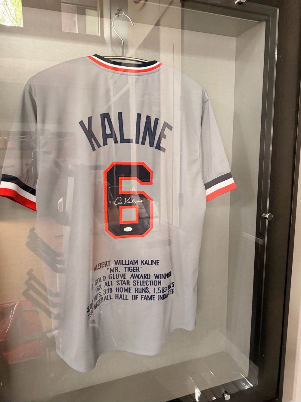 Kaline #6 Gray Tigers Replica Jersey - Autographed Patch